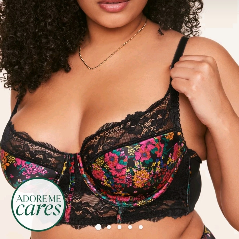Adore Me 44D Satin & Lace Demi Bra Svana Longline Contour Plus